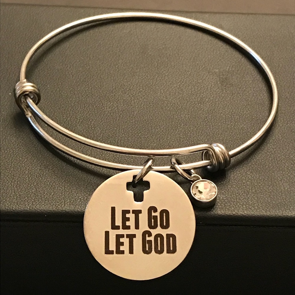 Let go let God Charm Bangle bracelet